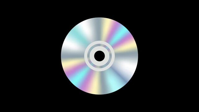 Rotating silver CD ROM animation on black background