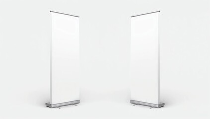 Two outdoor advertising stand banners isolated on white background. Mockups for your design. Vector illustration
