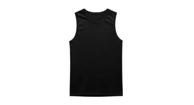 Black tank top for workout and athletic apparel isolated PNG with Transparent Background