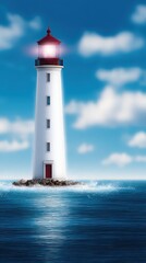 Majestic ocean lighthouse, a beacon of hope and maritime guidance amidst the waves