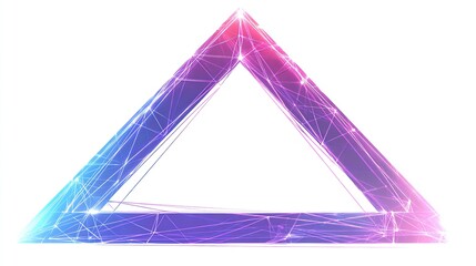 Abstract triangle graphic with a network of lines and dots, vibrant magenta-purple gradient
