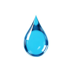 A single teardrop of clear blue water against a black background