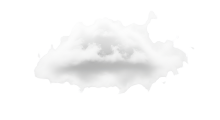 Realistic Soft White Cloud or Smoke Design Element Isolated on Transparent Background