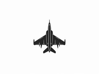 Military fighter jet silhouette in black color from above  