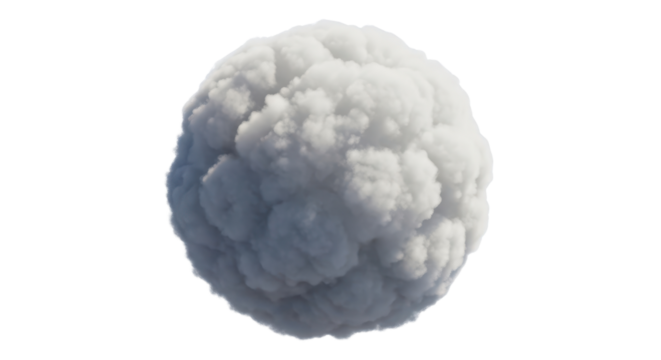 Realistic White Volumetric Cloud Sphere Isolated 3D Illustration on Clean Background
