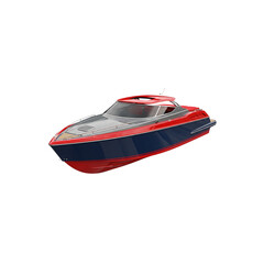 Naklejka premium Sleek red and blue powerboat on black background luxury yacht watercraft design