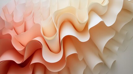 Abstract waves of fabric in shades of peach cream and white.