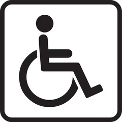 Black and white wheelchair accessibility symbol icon on a white background wheelchair symbol accessibility icon