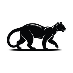 Obraz premium Elegant Black Panther Silhouette Graphic Walking with Power and Grace on Plain Backdrop