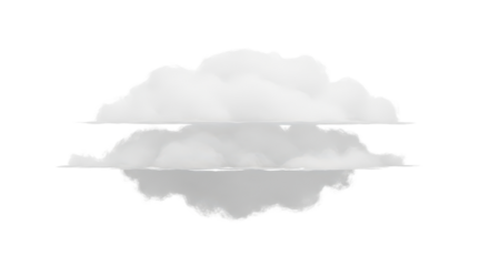 Realistic White Fluffy Cloud Illustration Isolated on Transparent Background with Reflection Effect
