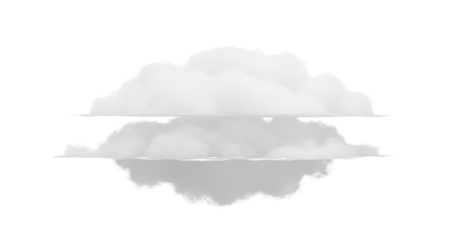 Realistic White Fluffy Cloud Illustration Isolated on Transparent Background with Reflection Effect - Powered by Adobe