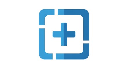 Modern blue plus sign icon within a rounded square, representing health, medical care, or adding new elements with a clean, professional design.