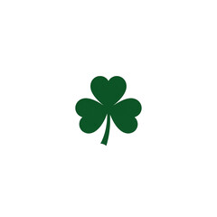 Simple Green Shamrock Icon Symbol of Irish Luck Isolated on Transparent Background PNG
