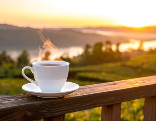 Morning coffee on a mountaintop vista