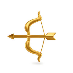 Golden Bow and Arrow Icon Symbol of Archer and Aim