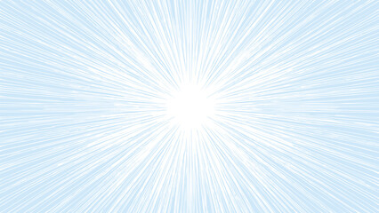 Blue and white sunburst background. Abstract wallpaper with rays. Sunshine hand drawn vector.	