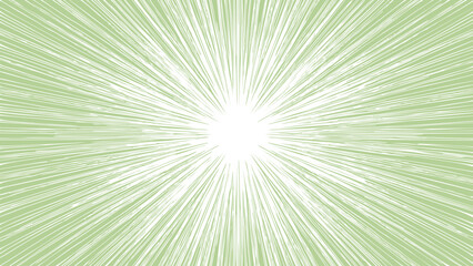 Green and white sunburst background. Abstract wallpaper with rays. Sunshine hand drawn vector.	