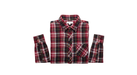 Folded flannel shirt with long sleeves isolated PNG with Transparent Background