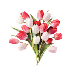 Obraz premium Vibrant tulip bouquet, perfect for spring celebrations, adding elegance and fresh beauty isolated on transparent background