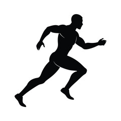 Obraz premium Black Male Running Silhouette, Athletic Man Running Silhouette, Fitness Runner Silhouette Male, Sporty Black Runner Silhouette, Jogging Man Silhouette