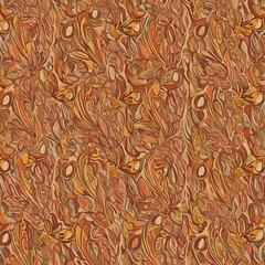 Mosaic Ikat Paisley Floral Seamless Pattern in Clay and Ochre