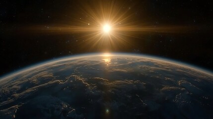 Fototapeta premium The Sun Rises Over Earth, A Celestial Spectacle Highlighting the Beauty of Our Planet and the Cosmos
