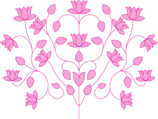 Indian Lotus Flower Motif Design Element	