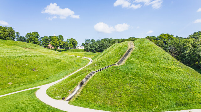 Scenic Baltic Landscape of Kernave Archaeological Site and Green Hillfort Ridges, Lithuania