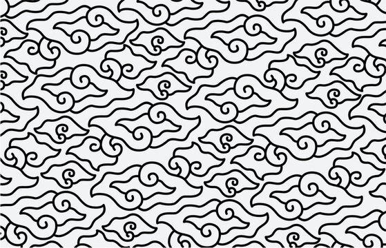 The Mega Mendung motif is a distinctive batik pattern from West Java, Indonesia, characterized by curved lines resembling clouds. This design has evolved over time, incorporating various artistic inte