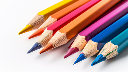 Fototapeta premium Set of colored pencils isolated on white background 