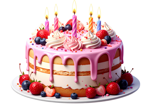 Firefly_Birthday Cake PNG – Transparent Celebration PNG