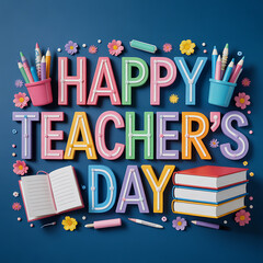 Celebrate Happy Teacher's Day with colorful educational art design