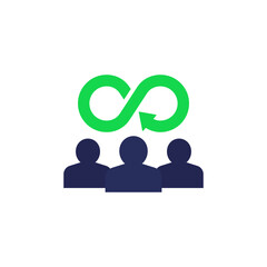 sustainability team icon with people, flat design
