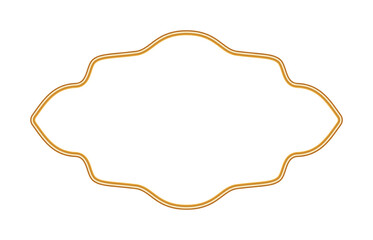 Golden luxury 3d frame. Indian border, Arabic window, Islamic ornamental decorative element, vignette, seal, stamp. Vector illustration for Ramadan invitation, holiday greeting card, decorative design