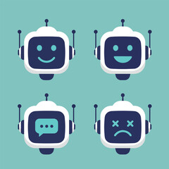 AI Chatbot Emotions Happy Sad Neutral and Communicating.