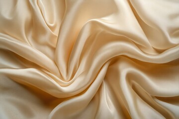 Fototapeta premium Luxurious beige silk fabric with soft folds. Neural network AI generated