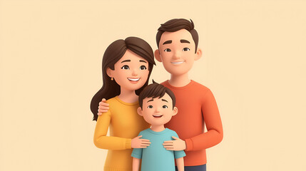 3D vector family together isolated for people lifestyle relationship unity and community design illustration