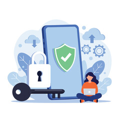 Cybersecurity and Privacy Protection on Smartphone Concept.