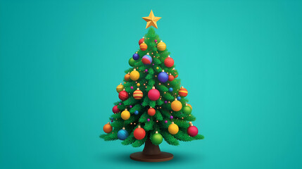 3D vector Christmas tree with ornaments isolated for holiday celebration festive and winter design illustration