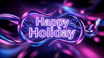 kinetic typography of an intricate abstract knot of glowing blue and purple liquid metal ribbons with sparkling effects, creating a dynamic and futuristic pattern. - Powered by Adobe