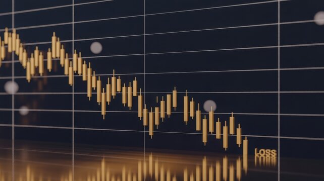 Financial Market Downturn: The image visualizes a stock market decline through a graph, depicting the concept of economic loss in the context of business.