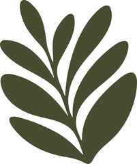 Abstract Leaf Shape Doodle, Hand Drawn Botanical Symbol, Minimal Plant Element, Organic Nature Design, Modern Decorative Foliage Illustration, Simple Graphic Clipart