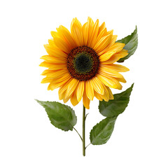 Vibrant sunflower blossom radiating warmth and joy on transparent background