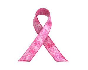 Pink cancer awareness ribbon for breast cancer on transparent background