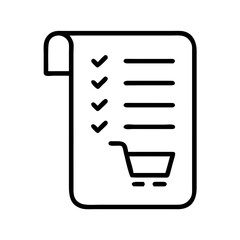 Shopping checklist with check marks and shopping cart icon  