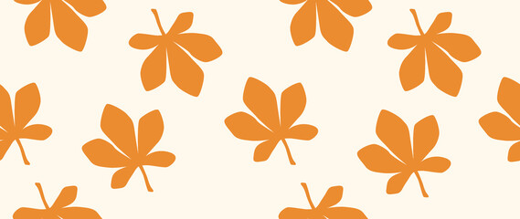 Flat illustration. Autumn concept. Seamless pattern with leaves. Ideal for gift wrapping, wallpaper and screensavers.