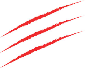 Red Claw Marks Graphic – Aggressive Scratch Design on White Background