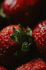 Fresh strawberry close up, organic berry, healthy food