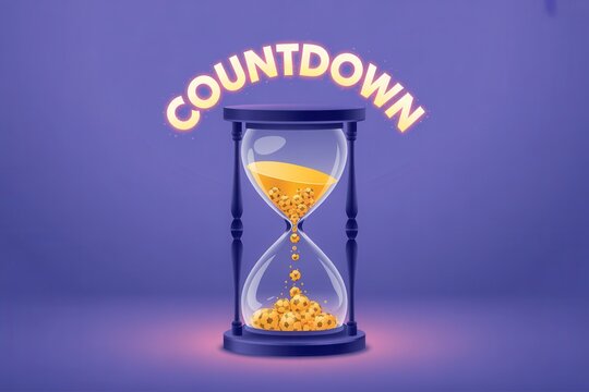 Countdown timer of soccer balls in an hourglass, perfect for sports events and deadlines