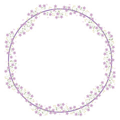 Purple Circle Floral Border Frame And Pink Cherry Blossom